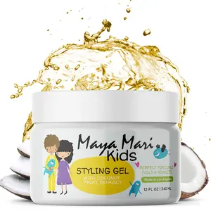Maya Mari Kids Hair Styling Gel with Coconut Fruit Extract – Lightweight Styling Gel for Textured and Curly Hair,  12 oz