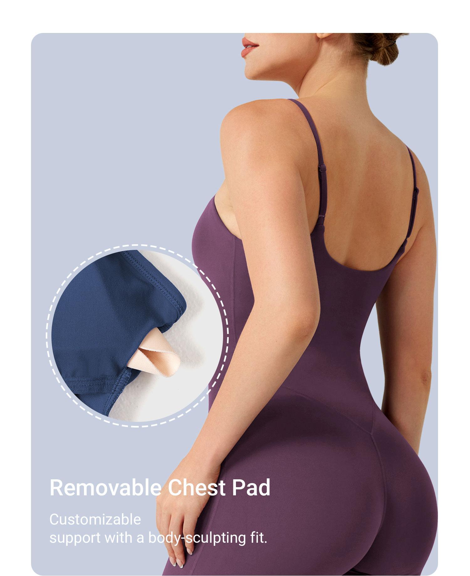 YEOREO Women's Wide Leg Sleeveless Yoga Jumpsuit Romper with Adjustable Fit & Hidden Scrunch for Glute Support Greenish