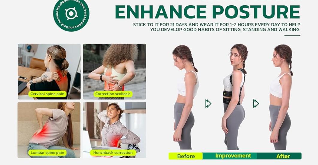 aoFIT Posture Corrector，Comfortable Back Posture CorrectBelt，lmproves Posture and ReducesHunchback, Sports & OutdoorAccessories，WomenandMen，adjustable