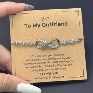 "To My Girlfriend" Infinity Bracelets for Women Adjustable ForeverLove Bracelet with Cubic Zirconia Gift forGirlfriend Anniversary Birthday Jewelry