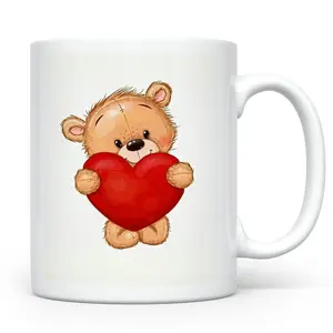 11 Oz Bear Gift Mug - Cute Coffee Cup for Valentines Day, Birthdays, Love, Friendship, Caring