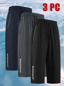 Men’s Summer Quick-Dry Sports Pants, 3-Pack, Length 78 cm — Lightweight, Breathable Polyester Loose Fit, Stylish Casual Wear for Sports and Everyday Use, Quick-Dry Fabric with Sweat-Resistant Design