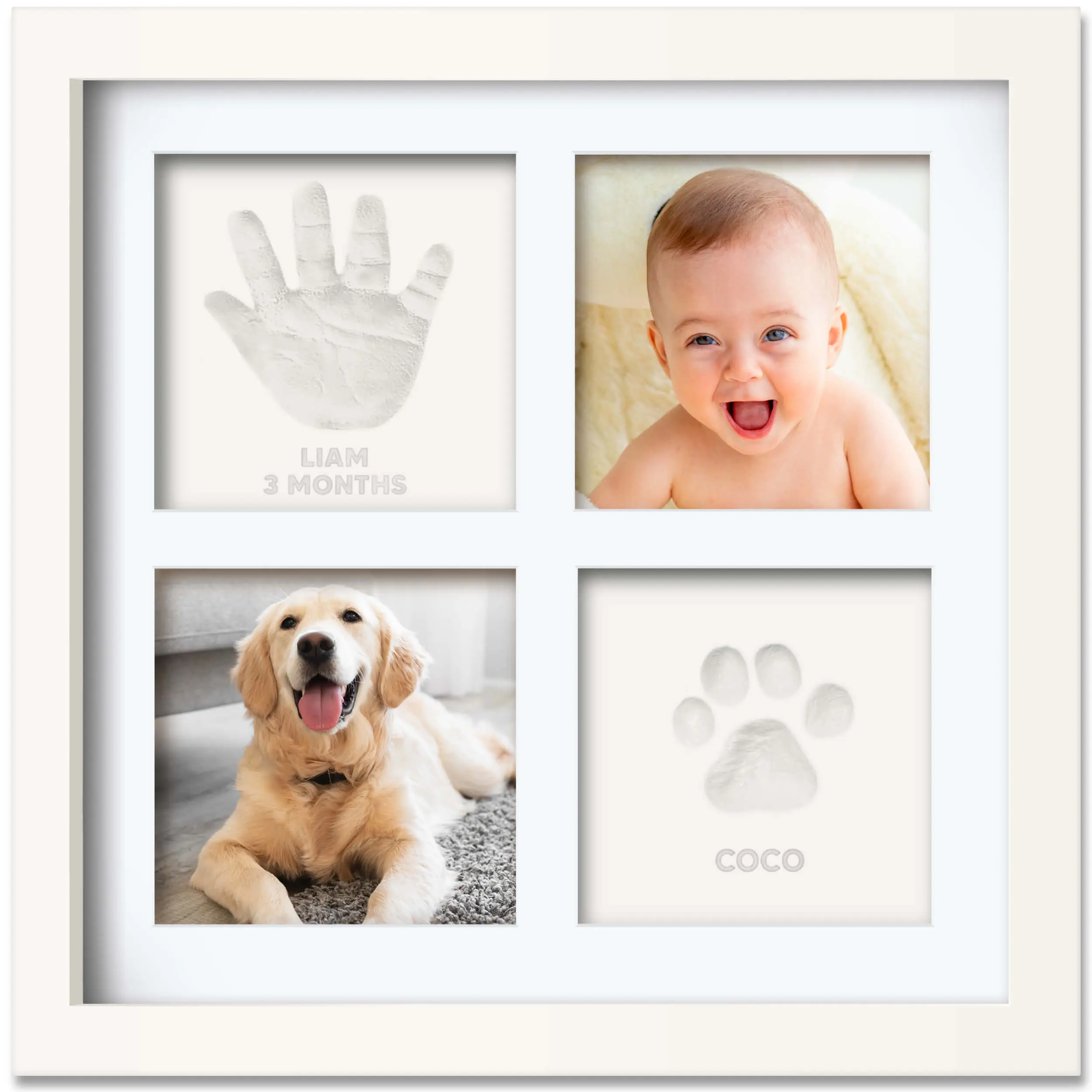KeaBabies Baby Hand and Footprint Kit - Baby Footprint Kit, Clay Handprint Keepsake Frame, Pets Paw, Newborn Collage Picture Frame, Personalized New Mom Gifts for Showers & Registry