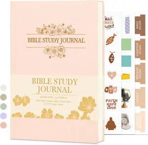 Bible Journal Church Notes Journal, Bible Study Supplies Bible Notebooks Sermon & S.O.A.P Bible Study Journals for Note Taking, Christian Notebook for Women with Notes and Tabs, Linen Pink