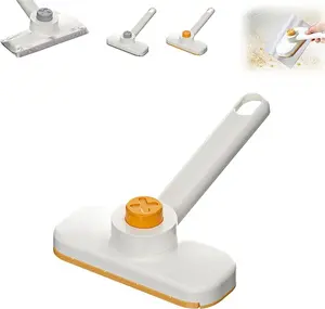 Press Rotate Mop Brush With Quick Release For Cloth Attachment And 360 Degree Swivel Handle For Efficient Cleaning Of For Floor, Glass, Bathroom Walls, And Desk Surfaces(Yellow)