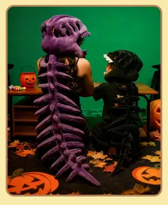 Dinosaur Costume 3D Skeleton Design Realistic Halloween Dinosaur Skeleton Costume Themed Skull Role Playing Prop Dinosaur Skeleton Headgear Cosplay Hat Unisex for Events 115cm