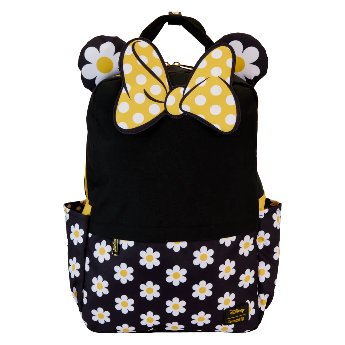 Loungefly Minnie Mouse Backpack, Cute Daisy All-Over Print Nylon Bag for School with 3D Ears and Bow, Backpack For School, Cute Backpack