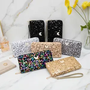 2026 Must-Have! Sequin Butterfly Long Wallet | Aesthetic Bling Clutch Bag for Women | Sparkly Y2K Wristlet Purse