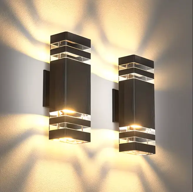 In stock 2-pack modern luxury dual-head wall lights featuring an up/down double light design high-quality attractive waterproof design with weather resistance E26 universal socket (bulb not included) suitable for outdoor applicationsTikTok Shop#Waterproof