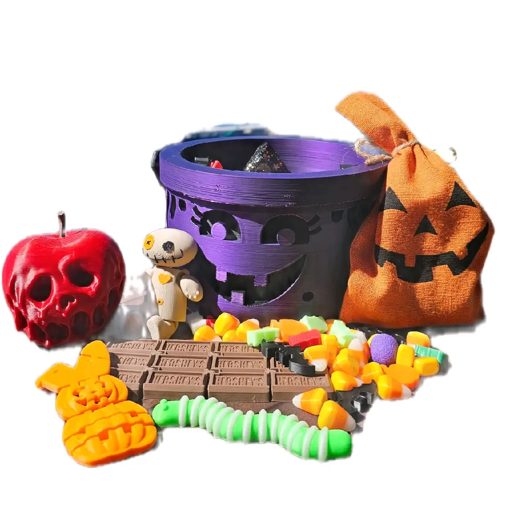 Boo Buckets with 3D-Printed Candy, Non-Natural Crystal Decoration Jewelry Accessory, Tarot-Themed Halloween Aesthetic Gift, Party Favor Candy Gift Basket, Gifts