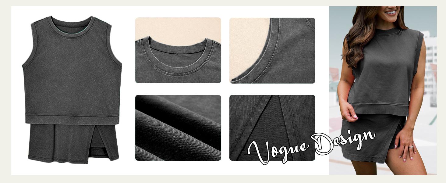 UANEO Summer Sets Women 2 Piece Outfits Shorts Tank Top and Casual Skort Lined Split Athletic Skirt Set Travel Outfit TikTokShopBlackFriday