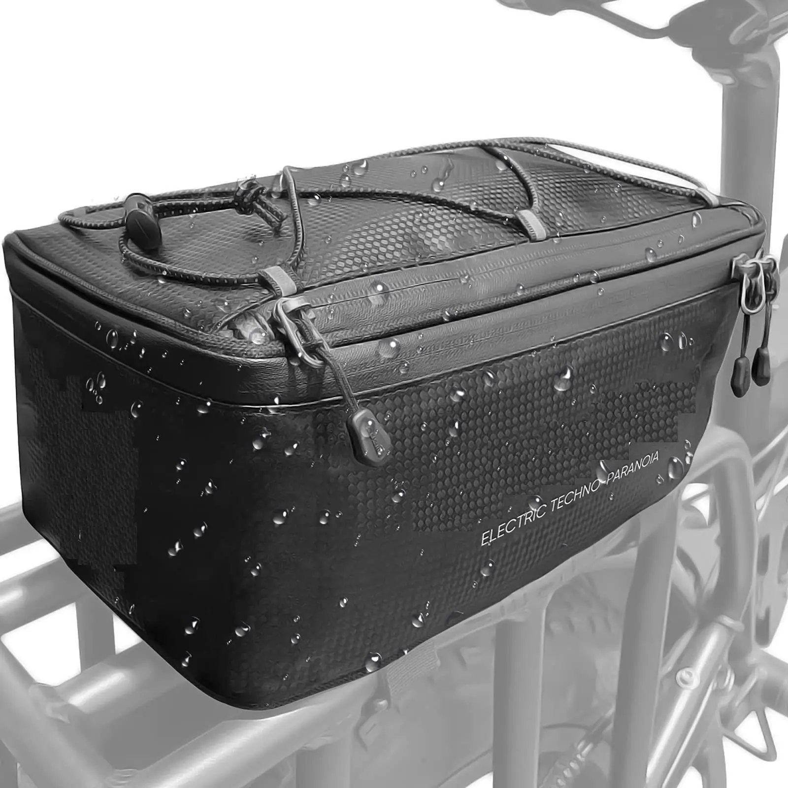 7L Carbon Texture Waterproof Carbon Composite Leather Rectangular Bike Panniers, Outdoor Cycling Non-Motorized Bike Pack Accessories, 6.5×11.6×4.7 inches, Not Compatible with x20-x24-x26, Trunk Bag