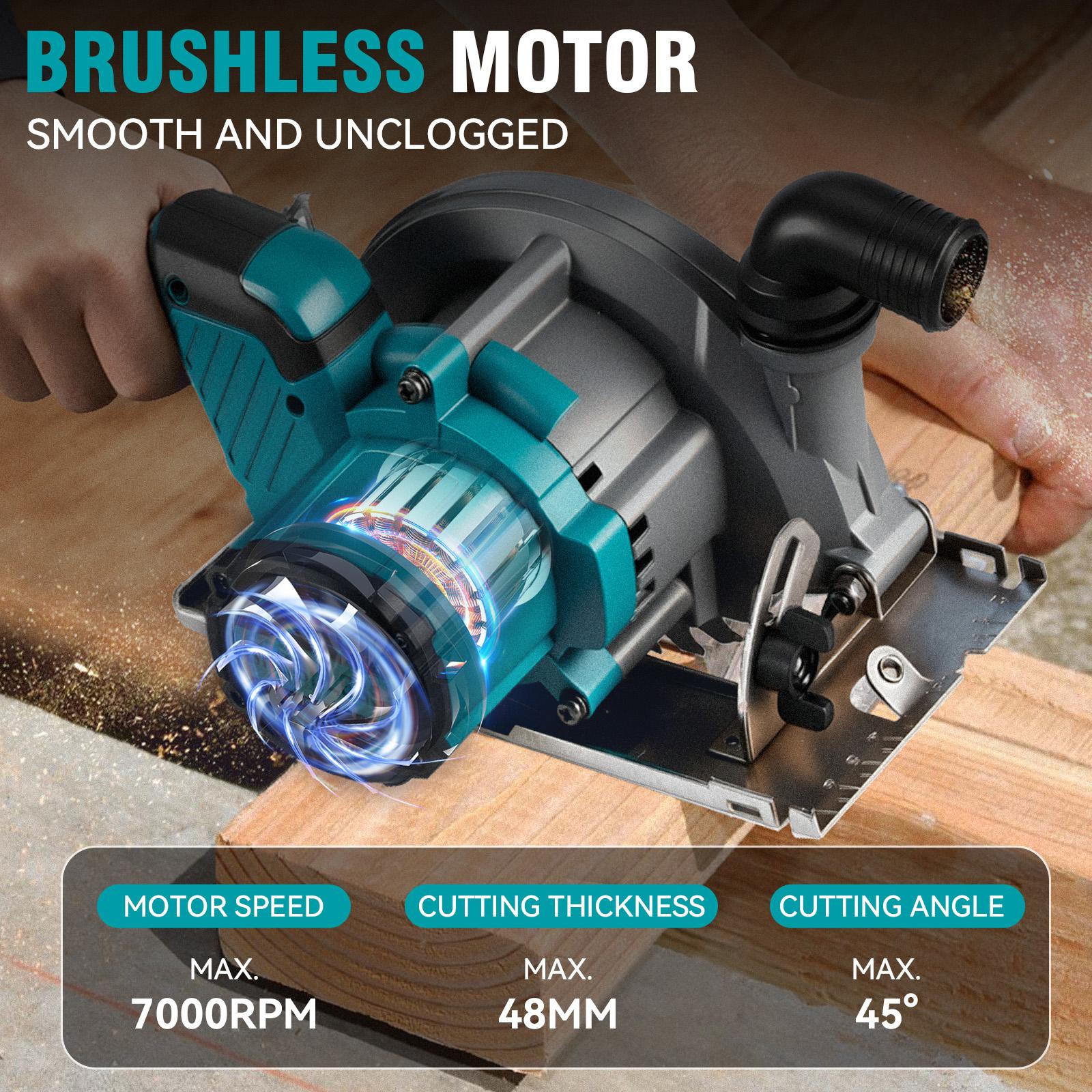 YOFIDRA Cordless Handheld Circular Saw | 48mm Depth/45° Misalignment | Comes with 3 Saw Blades and Dual Batteries | Brushless Motor | Suitable for Wood, Metal, and Stone DIY YOFIDRA Cordless Handheld Circular Saw | 48mm Depth/45° Misalignment | Comes with 3 Saw Blades and Dual Batteries | Brushless Motor | Suitable for Wood, Metal, and Stone DIY