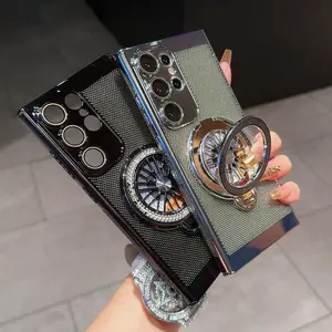 Compatible with S26Ultra/S25Ultra/s24/s23 Rotating gyroscope stand phone case, electroplated heat dissipation mesh shell, fully wrapped lens film phone case -HN311-1