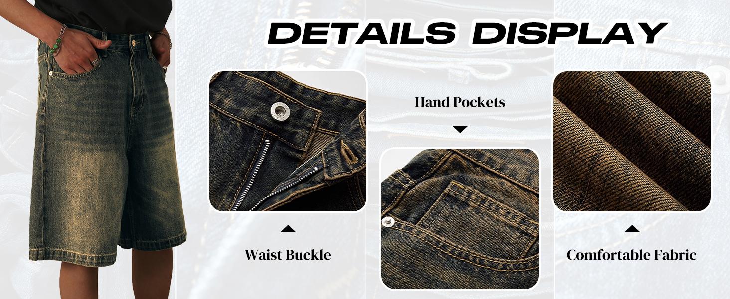 EMMIOL Baggy Jean Shorts Men, Y2k Jorts Cargo Ripped Elastic Waist, Mens Denim Shorts Comfy Casual Streetwear Summer EMMIOL Baggy Jean Shorts Men, Y2k Jorts Cargo Ripped Elastic Waist, Mens Denim Shorts Comfy Casual Streetwear Summer