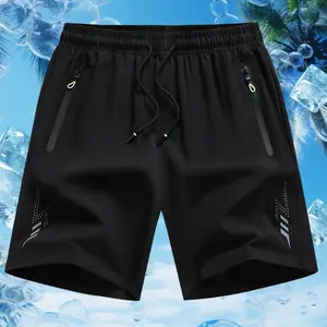 Men’s 3-Pack Quick-Dry Athletic Casual Shorts — Slightly Stretchy, Breathable, Regular Fit, Zipper Drawstring Design, Suitable for Everyday Wear and Gym Gear Solid Color daily