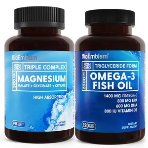 【BioEmblem】Omega-3 Fish Oil fo rHeart, Joint & Brain Health, High Absorption, with 1400mg EPA & DHA Plus Vitamin D3 & Fish Oil