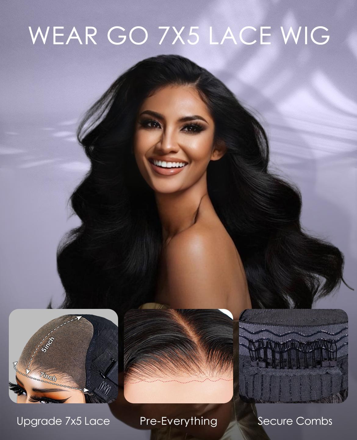 Wavymy 7x5 Bye-Bye Knots Wig Quick Glueless & HD Lace Pre Cut Kinky Straight Invisible Knots With Invisi Drawstring With Baby Hair 250% Density