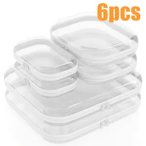 6 Pack Clear Hard Shell Zipper Cases Waterproof Dustproof Travel Organizer for Makeup Toiletries Small Items Crush-Resistant Storage Bags(2 Small, 2 Medium, 2 Large),Gifts baby