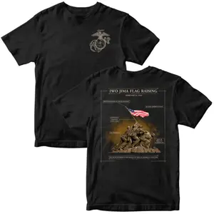 Menswear USMC Mount Suribachi Flag Raising Graphic Top - Breathable Casual Men's Tshirt, Comfortable Fabric Hoodies