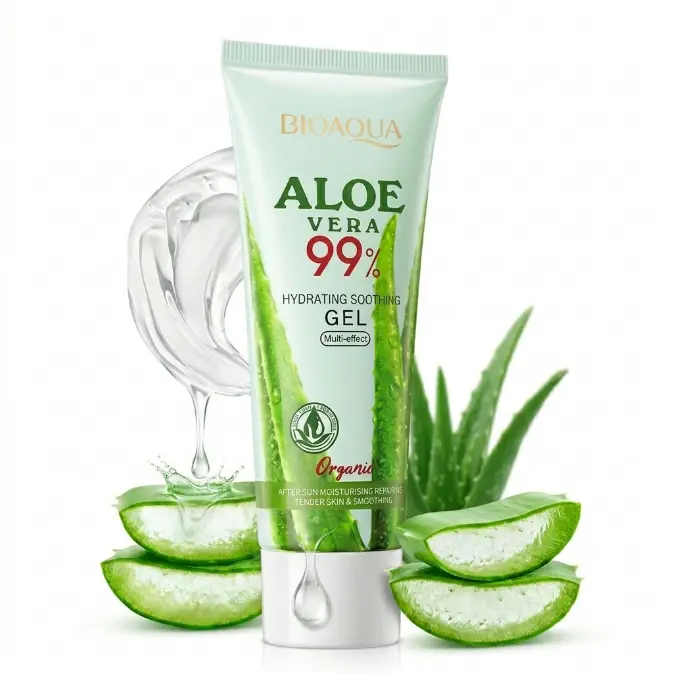 BIOAQUA Aloe Vera Gel – Refreshing Lightweight Aloe Gel instant moisture for All Skin Types, Non-Sticky Summer Skincare smooth face korean cream moisturizer bundle