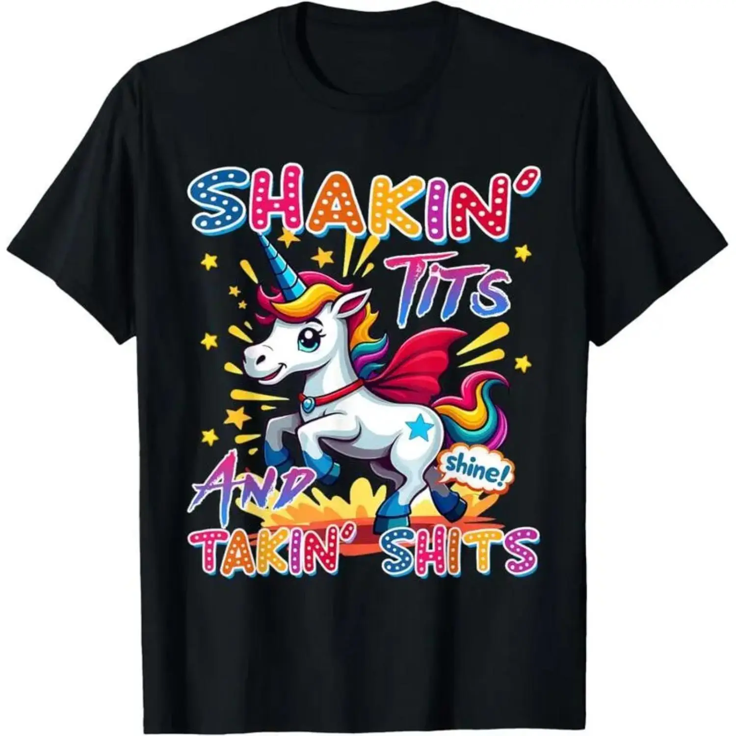 Men's Unicorn Graphic T-Shirt, Casual Humor Theme Streetwear Top in 100% Cotton, Breathable with Inclusive Sizes