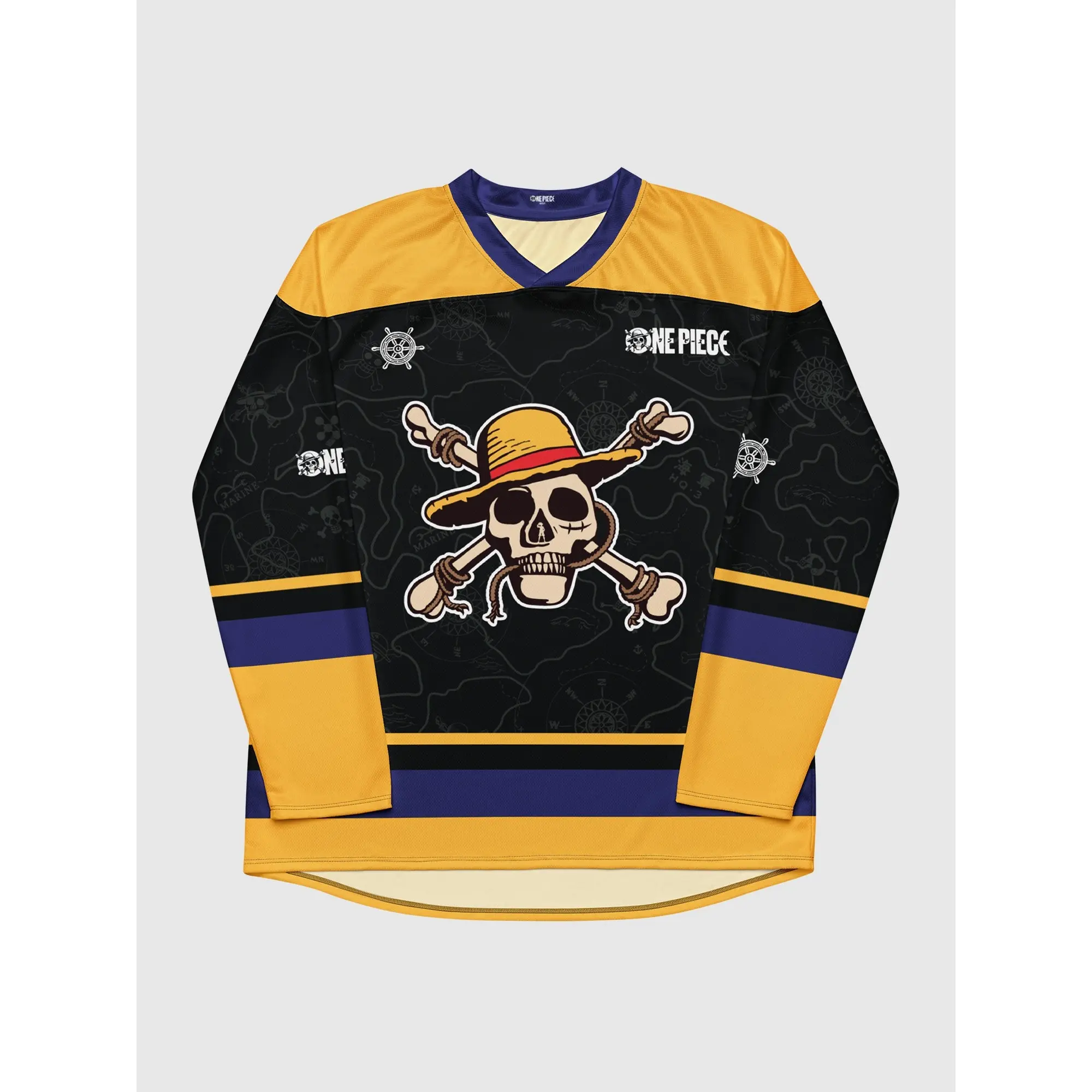 Netflix One Piece Straw Hat Pirates Hockey Jersey –  Graphic Jersey, Breathable Oversized Sports Tee for Fans