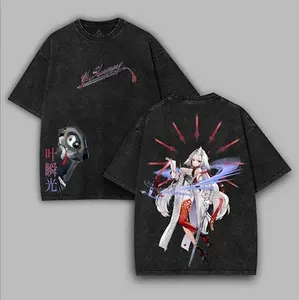 YE SHUNGUANG Zenless Zone Zero Washed Tshirt, ZZZ game Oversize 2 Sided Cotton unisex graphic Tshirt, game movie Tops graphic tee, best gift for him