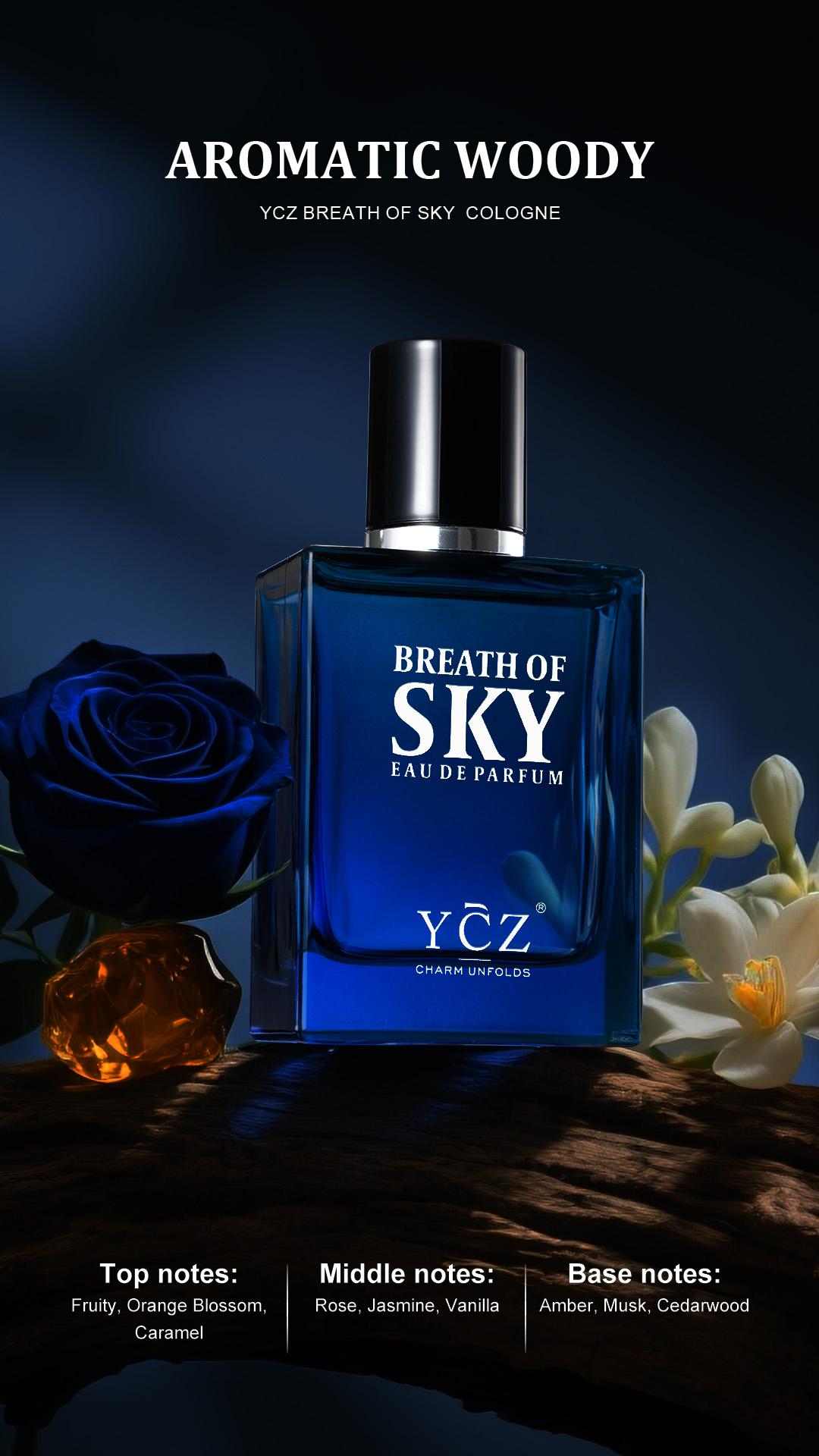 YCZ Men's Mystic Allure Collection Fragrance Set YCZ Marine Eau De Cologne Club Cologne Breath of Sky Cologne Fruity Rose Amber Notes Gift Box Packaging Long Lasting Light Scent Masterpiece Trio Signature Scents