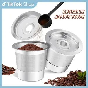 2 Pack Stainless Steel Reusable K Cup Coffee Pods Compatible with Keurig 1.0 Coffee Maker, Permanent, Eco-Friendly, 100% Stainless Steel innovative design refillable kcups coffee filter