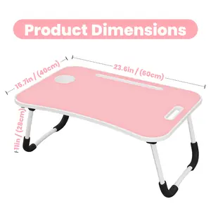 Foldable Laptop Table Portable Lap Desk Bed Table TrayLaptop Stand with Cup Holder & Tablet Slot & LiftingHandle for Working Writing Drawing & Eating