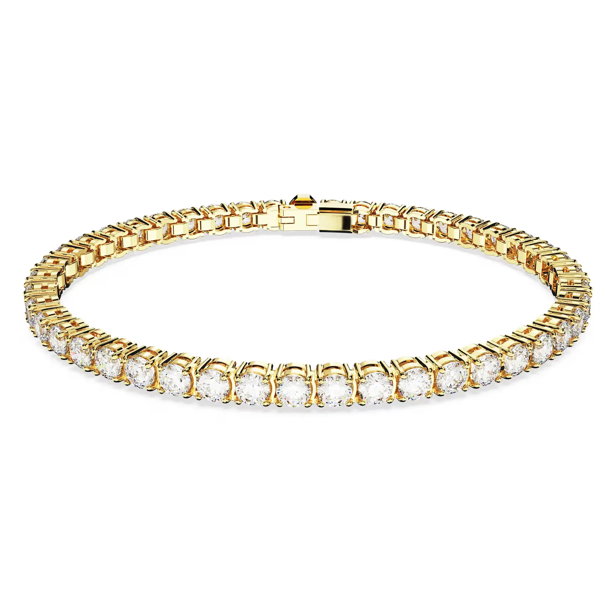 Women's Swarovski Zirconia Matrix Tennis Bracelet - Round Cut, White, Gold-tone Plated, Anytime Wear, Large, 5657662 (Silver Jewelry Accessory)