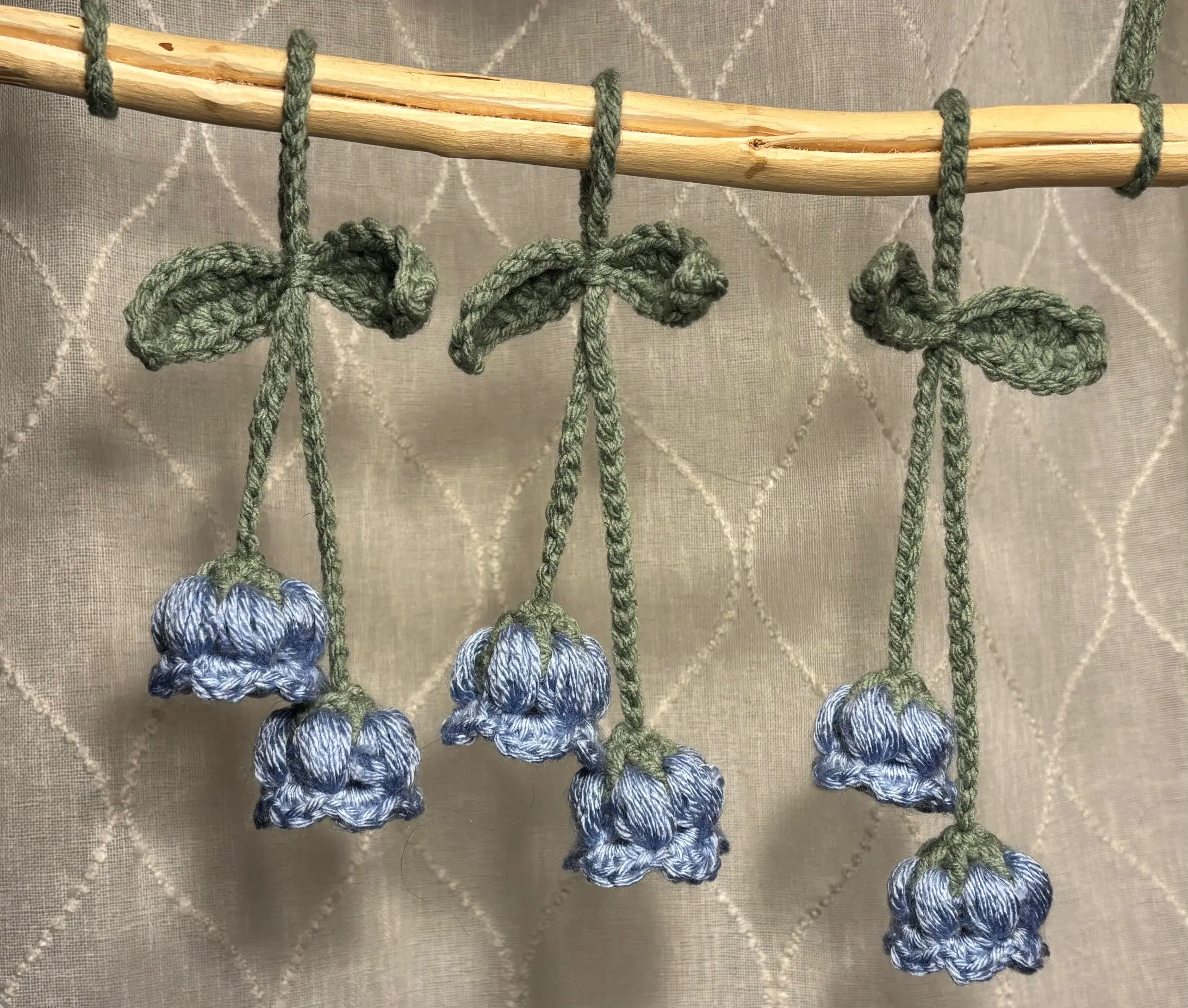 Crochet Lily of the Valley Keychains - Shiny Azure - C