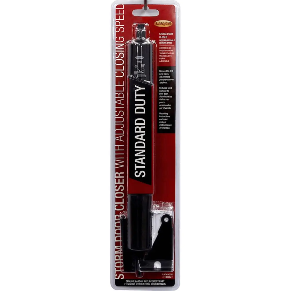 Larson 5035243 Grade-5 Aluminium Standard Duty Pneumatic Door Closer, 1.5 in., Black, 3 lbs, Smooth Close, Speed Control, Includes Brackets and Screws, Brackets/Screws