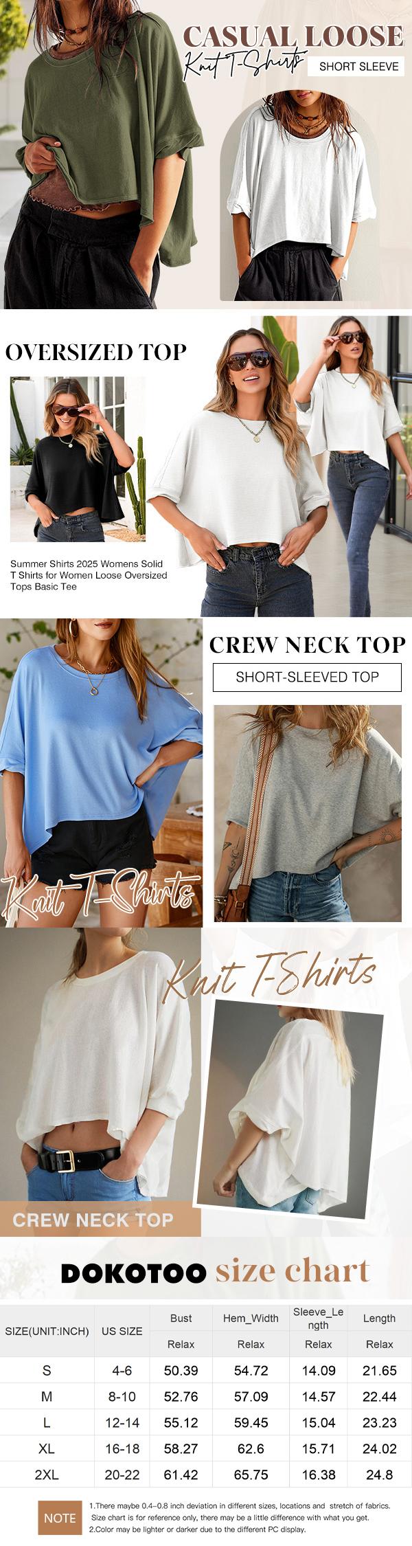 Dokotoo Women's Tops for Women 2026 Loose Oversized Basic Tee Comfortable Soft Fabric Flattering Fit - Womenswear