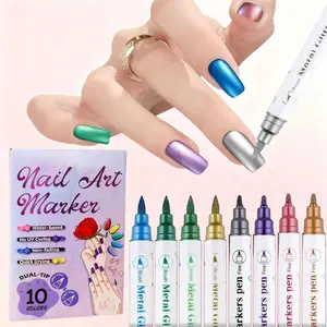 10-Color Acrylic Paint Nail Doodle Pen, Quick Drying Dot Stitching Nail Art Pen for Home and Salon DIY,kids stuff for girls-Nail Care Cutics Manicure Polish Cosmetic flower design