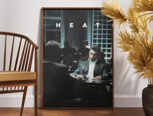Heat Poster, Al Pacino, Robert De NiroRetro Movie Printr, Minimalist Wall Art, Gift for Him