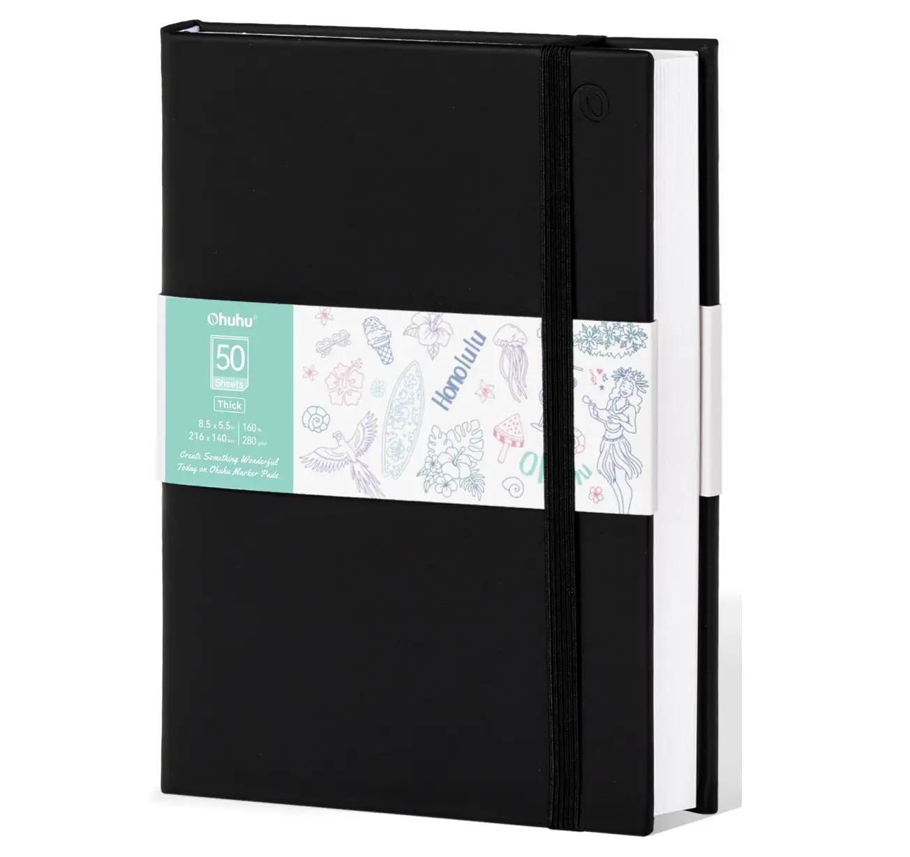 Ohuhu Marker Pads Art Sketchbook:  5.5"x8.5" / 8.3"x8.3" - 160 LB/280 GSM Smooth Drawing Paper - 50 Sheets/100 Pages - Double-Sided Bleedproof Hardcover Sketching Book for Alcohol Markers Paints - Marker Pad Series of Ohuhu