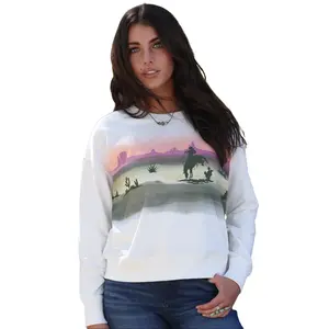CINCH Women’s Desert Bucking Horse Crewneck Sweatshirt - Western Graphic Pullover, Comfortable Fabric Everyday Wear, Versatile Piece Pairable with Jeans