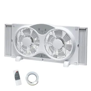 9 Inch Twin Window Fan with Reversible Airflow and Remote Control, 3-Speed Window Exchaust Fans with 23.5"-37" Expandable Width for Home Bedroom