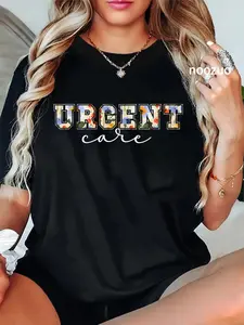 Women's 100% Cotton Vintage Graphic T-Shirt, Everyday Wear for Urgent Care Nurses