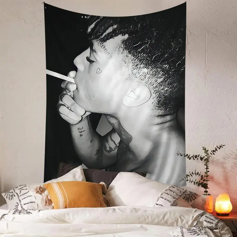 Celebrity-Inspired Hip Hop Z-XXXTentacion Anime Hippie Flower Tapestry, Bedroom Dorm Decor, Room Art, Decor Inspo, Affordable Hippie Tapestry Wall Hanging Gift for Enthusiasts, Celebrity-Inspired Tapestries