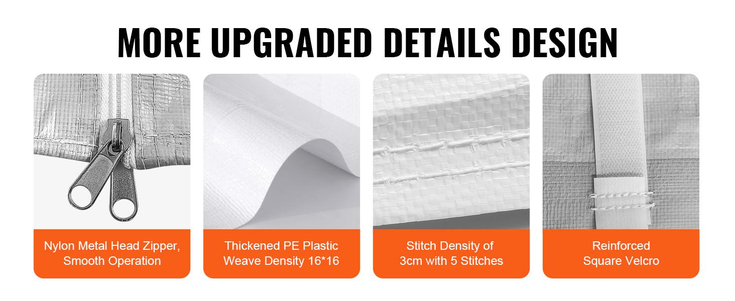 VEVOR Carport Replacement Canopy Cover Side Wall 10 x 20 ft, TikTokShopBlackFriday, Garage Tent Shelter Tarp Heavy-Duty Waterproof & UV Protected, Easy Installation with Ball Bungees,White (Top and Frame Not Included)