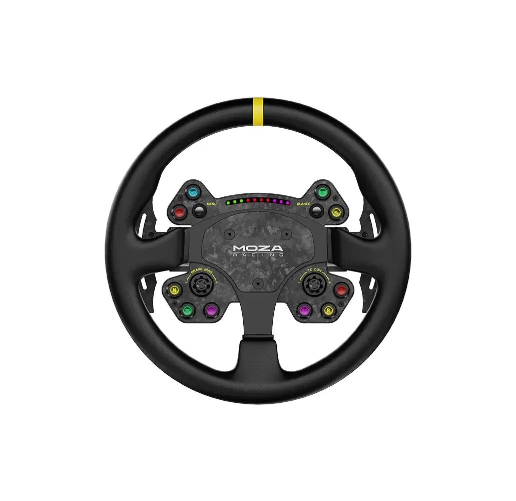 MOZA RS V2 Automotive Sim Racing Steering Wheel - 13" Race Rim Carbon Fiber, LED RGB Rev Light, QR Quick Release Mechanism, Genuine Leather Car Accessory for Enhanced Experience, Car Accessories