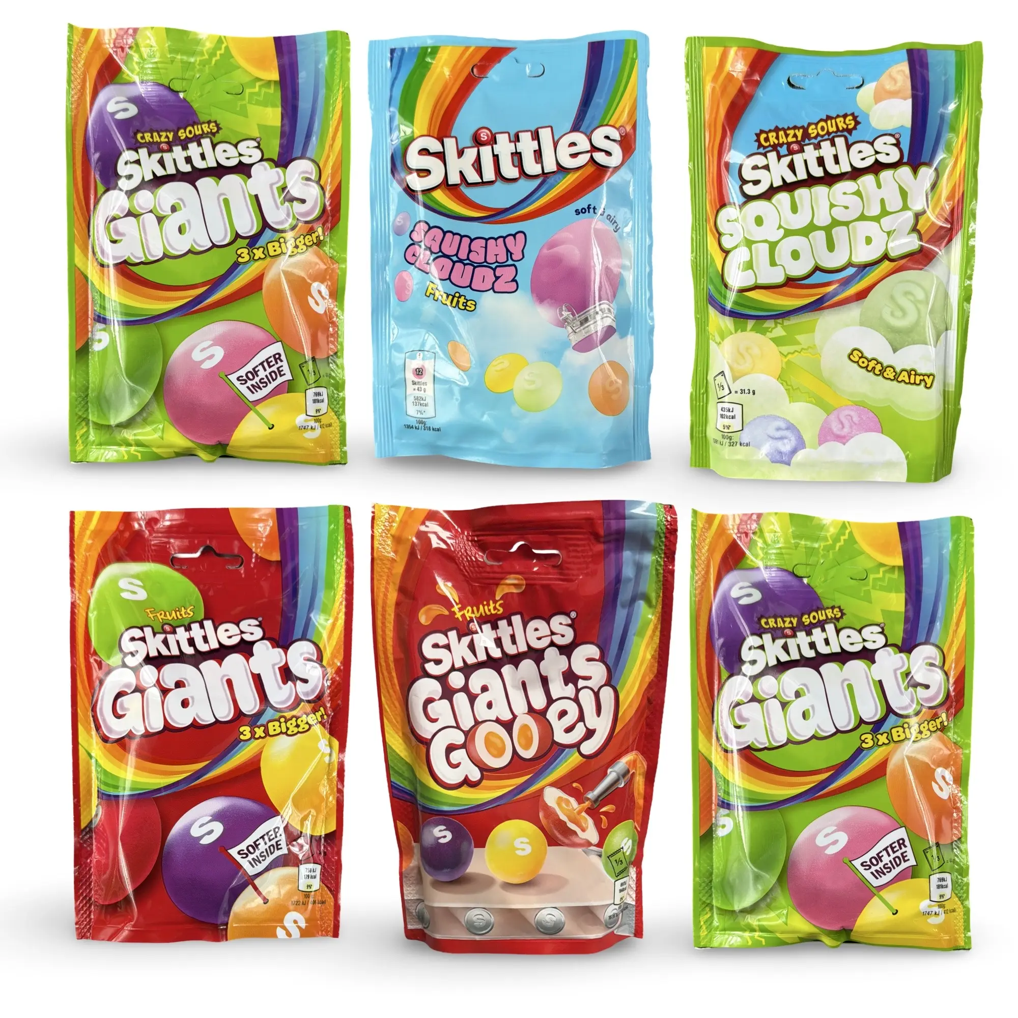 Skittles Imported Candy Bags – Giants, Gooey Giants & Squishy Clouds | UK Import