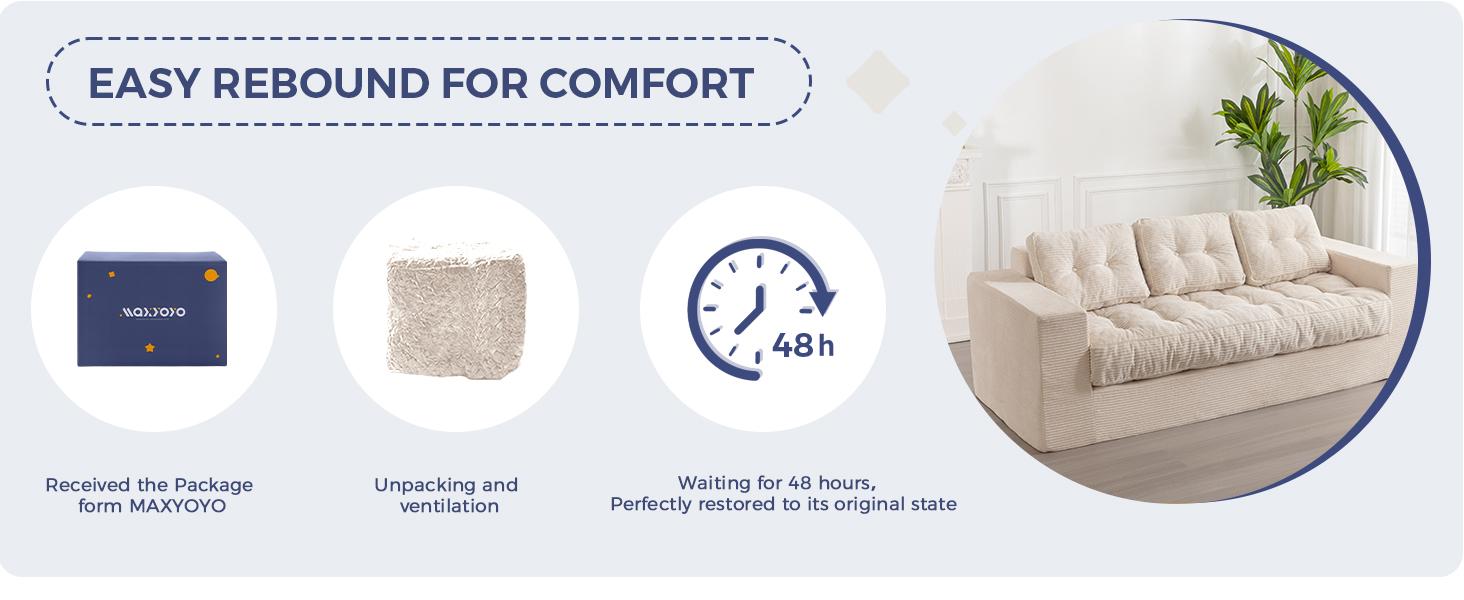 MAXYOYO 3 Seater Couch for Living Room, Boneless Couch with Tufted Cushion & Backrest, Upholstered Floor Sofa with Armrests, Sofa in A Box, No Assembly Required MAXYOYO 3 Seater Couch for Living Room, Boneless Couch with Tufted Cushion & Backrest, Upholstered Floor Sofa with Armrests, Sofa in A Box, No Assembly Required