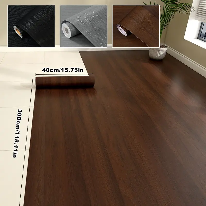 Self-Adhesive Vinyl Flooring Roll, Peel and Stick Wood Floor Tiles, Floor Cover, Durable Floor, Easy Installation, Suitable for LivingRoom Bedroom Home Improvement, No-Glue Vinyl Flooring