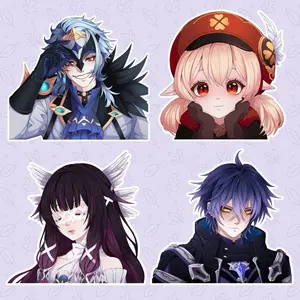 Genshin Impact Inspired Anime Stickers and Magnets - Waterproof - UV Protection - Vinyl - Glossy - Laminated - Dottore - Columbina - Flins - Klee