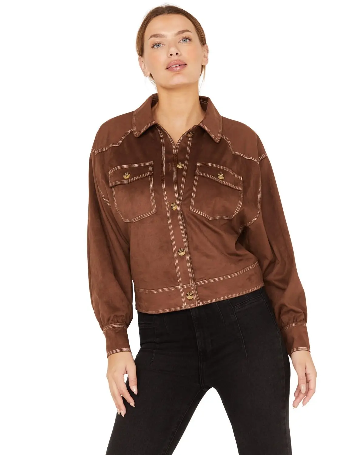 Shyanne Women's Faux Suede Trucker Jacket - Swsp23o52