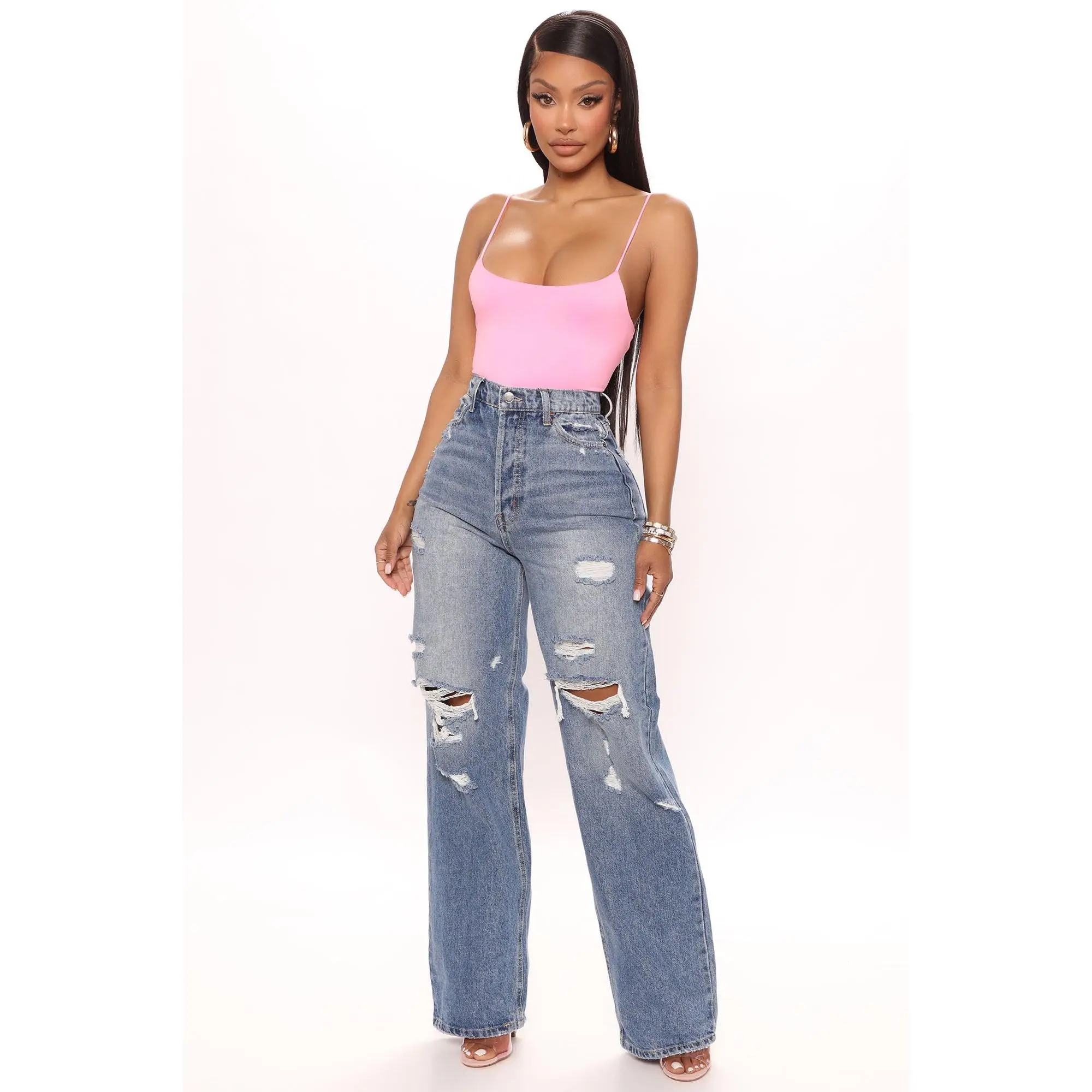 On Trend 90's Baggy Jeans - Medium Blue Wash